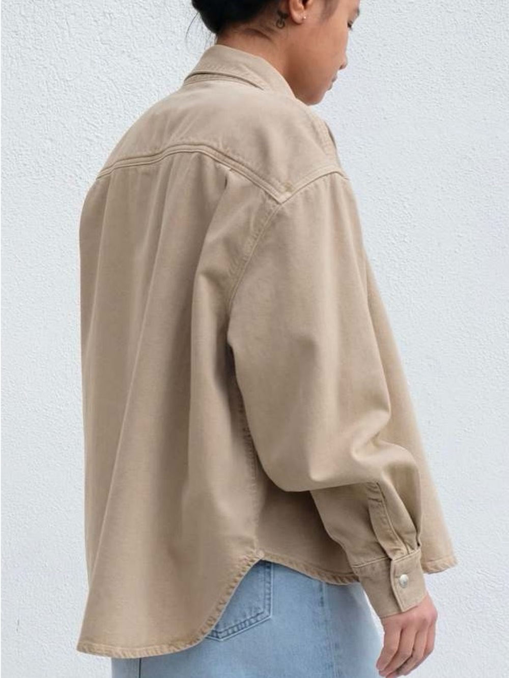 AGOLDE Aiden High Low Button Up Shirt Cotton Oversized Root Beer Tan Size XS - Picture 3 of 10